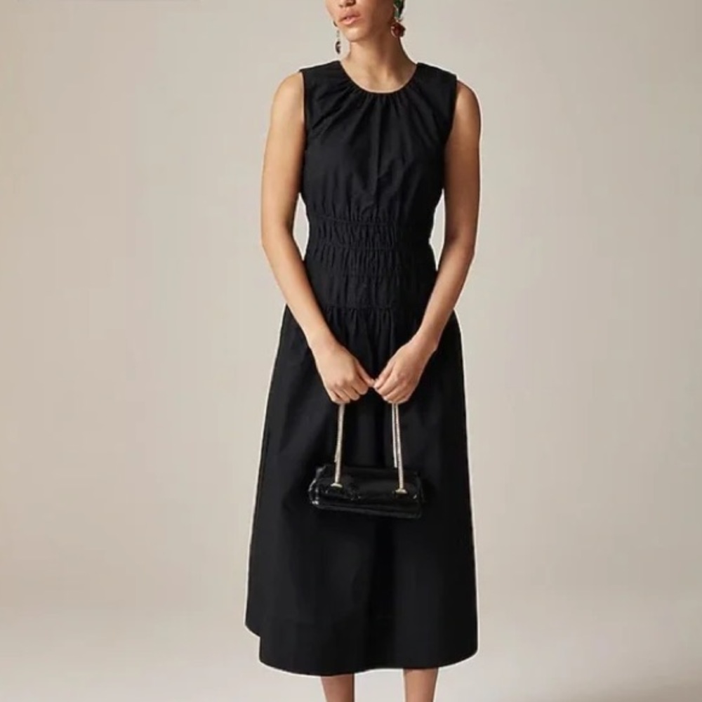Jcrew smocked sleeveless dress in cotton poplin